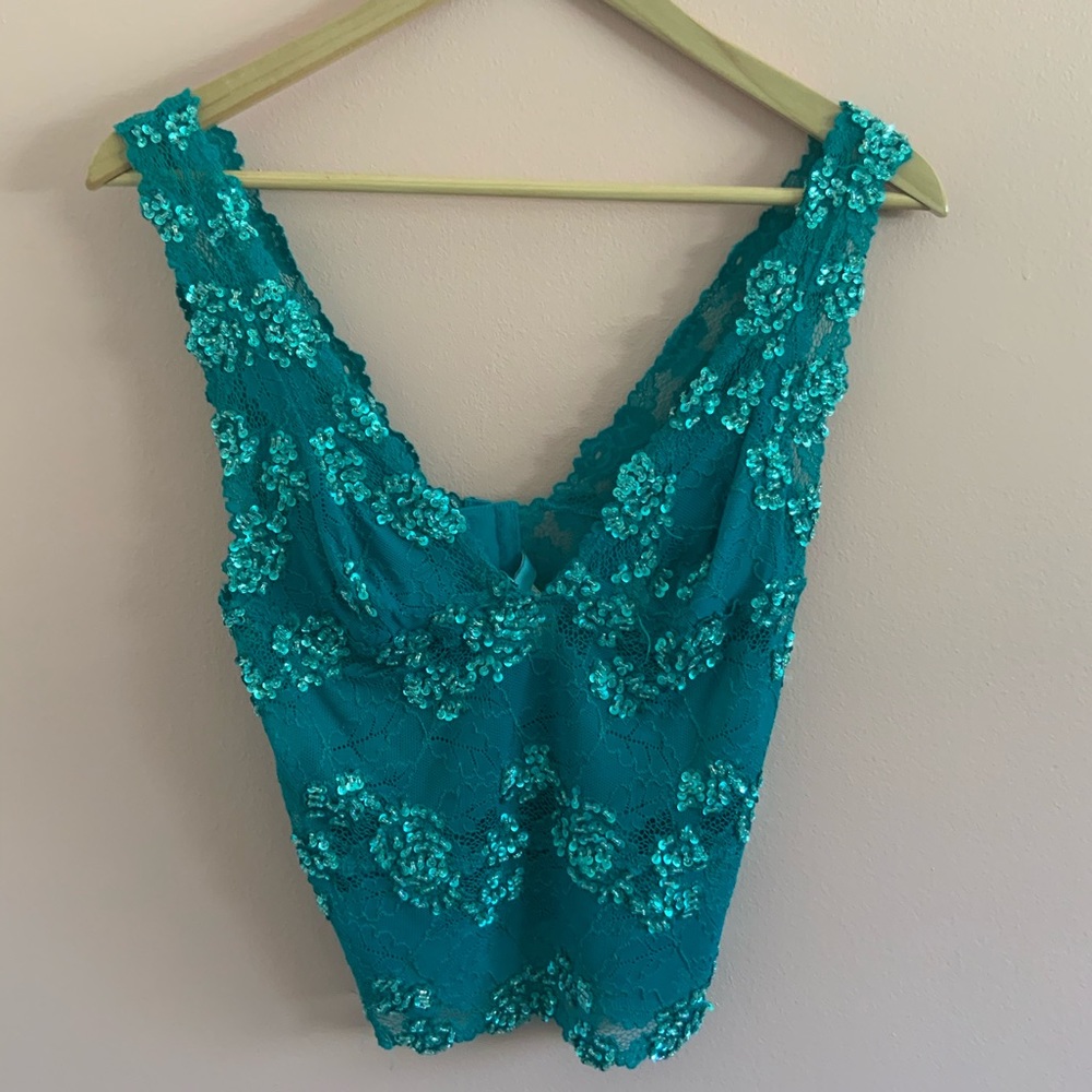 Teal Marciano sequined bralette